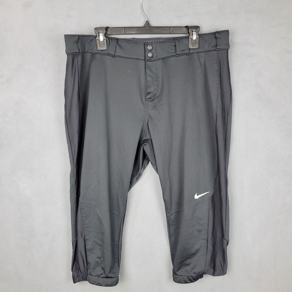 Nike Team Vapor Pro 3/4 Length Softball Pants Womens XL Black Stretch Athletic‎